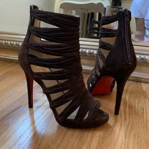Christian Louboutin Brown Suede Cage Heels